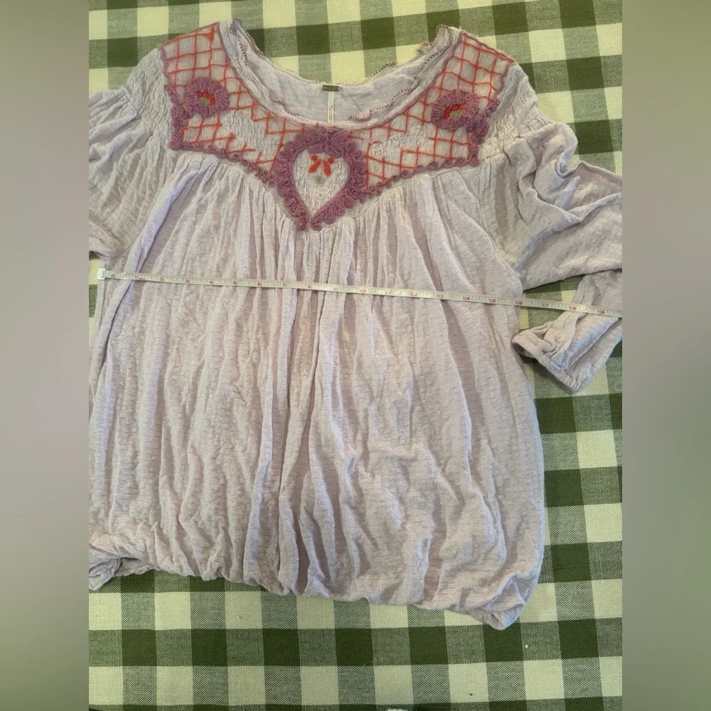 Free People Begonia Embroidered Bohemian Top in Lilac - Picture 12 of 14